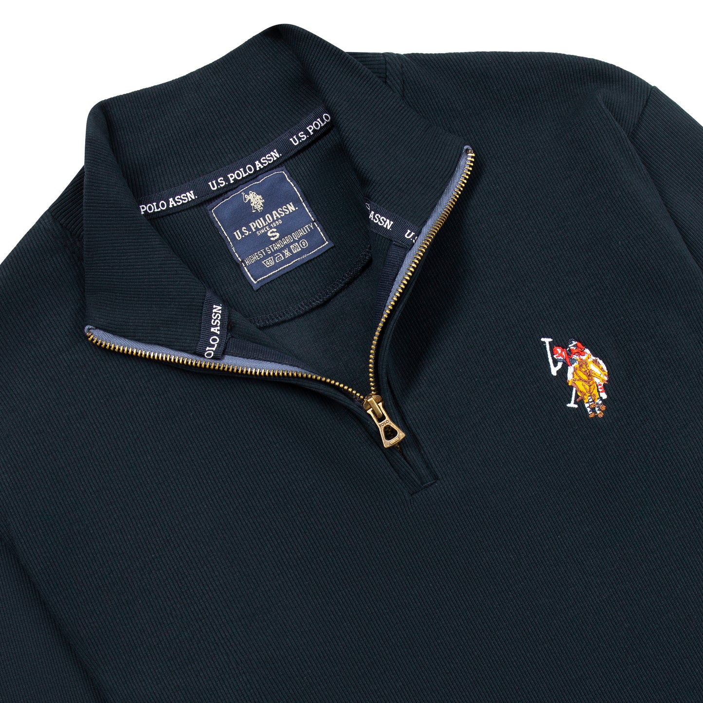 Quarter Zip Ribbed Sweatshirt Dark Navy RQZS-06