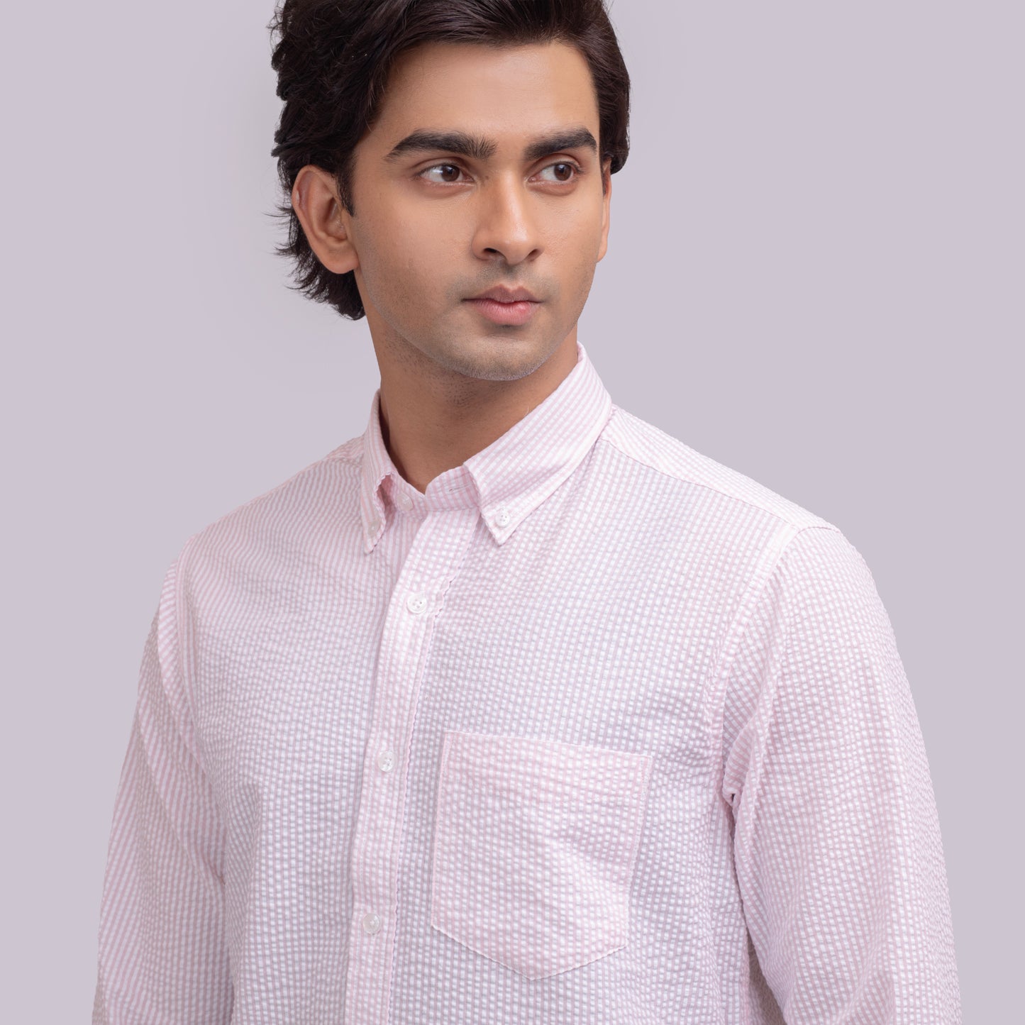 Pointed Collar Full Sleeve Seersucker Shirt ACS-26