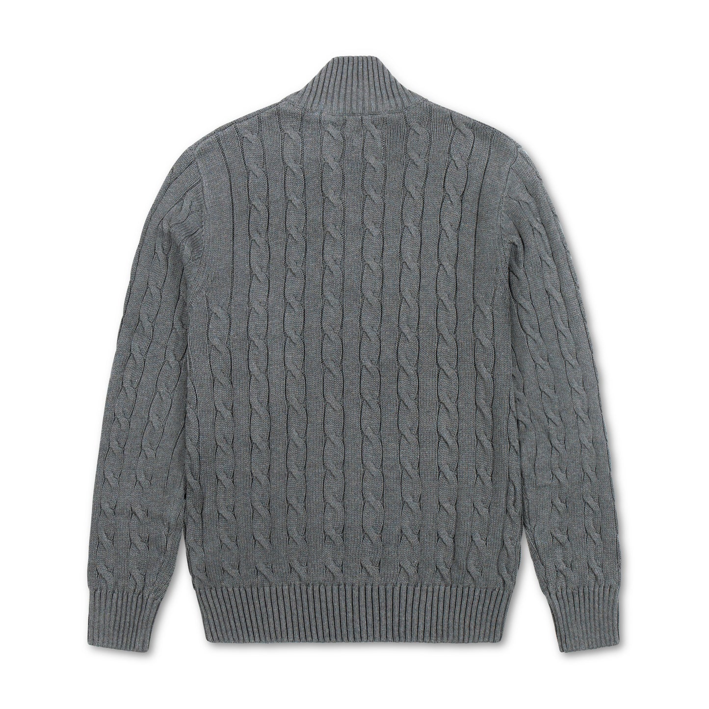 Quarter Zip Cable-Knit Woolen Sweater Dark Grey QZS-10