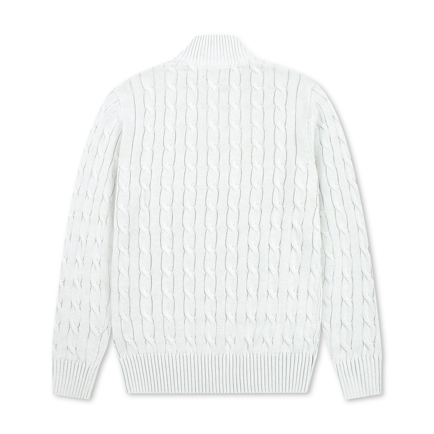Quarter Zip Cable-Knit Woolen Sweater Light Ash QZS-09