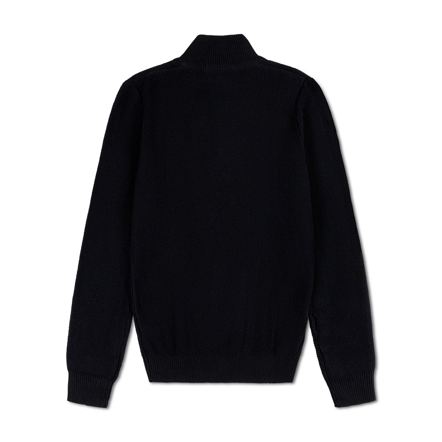 Quarter Zip Knit Woolen Cotton Sweater Black QZS-01