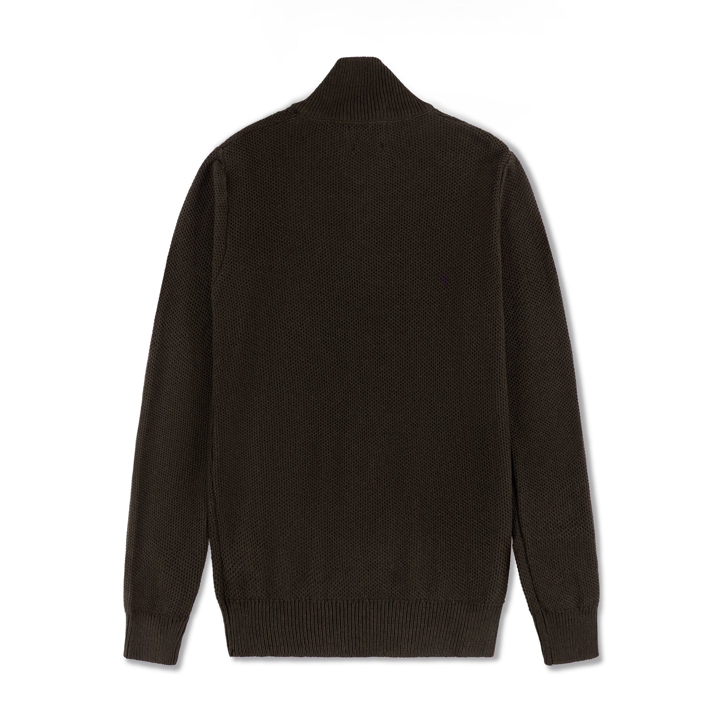 Quarter Zip Knit Woolen Cotton Sweater Dark Coffee QZS-05