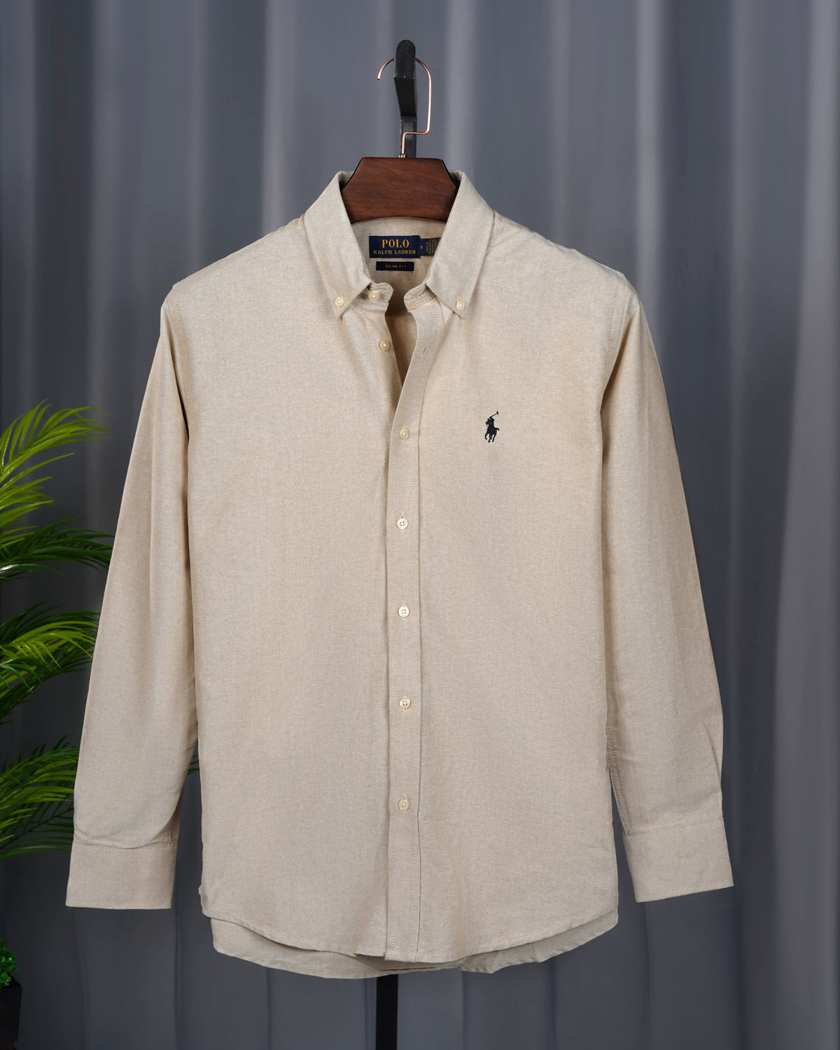 Solid Oxford Light Beige Casual Shirt RLCS-81