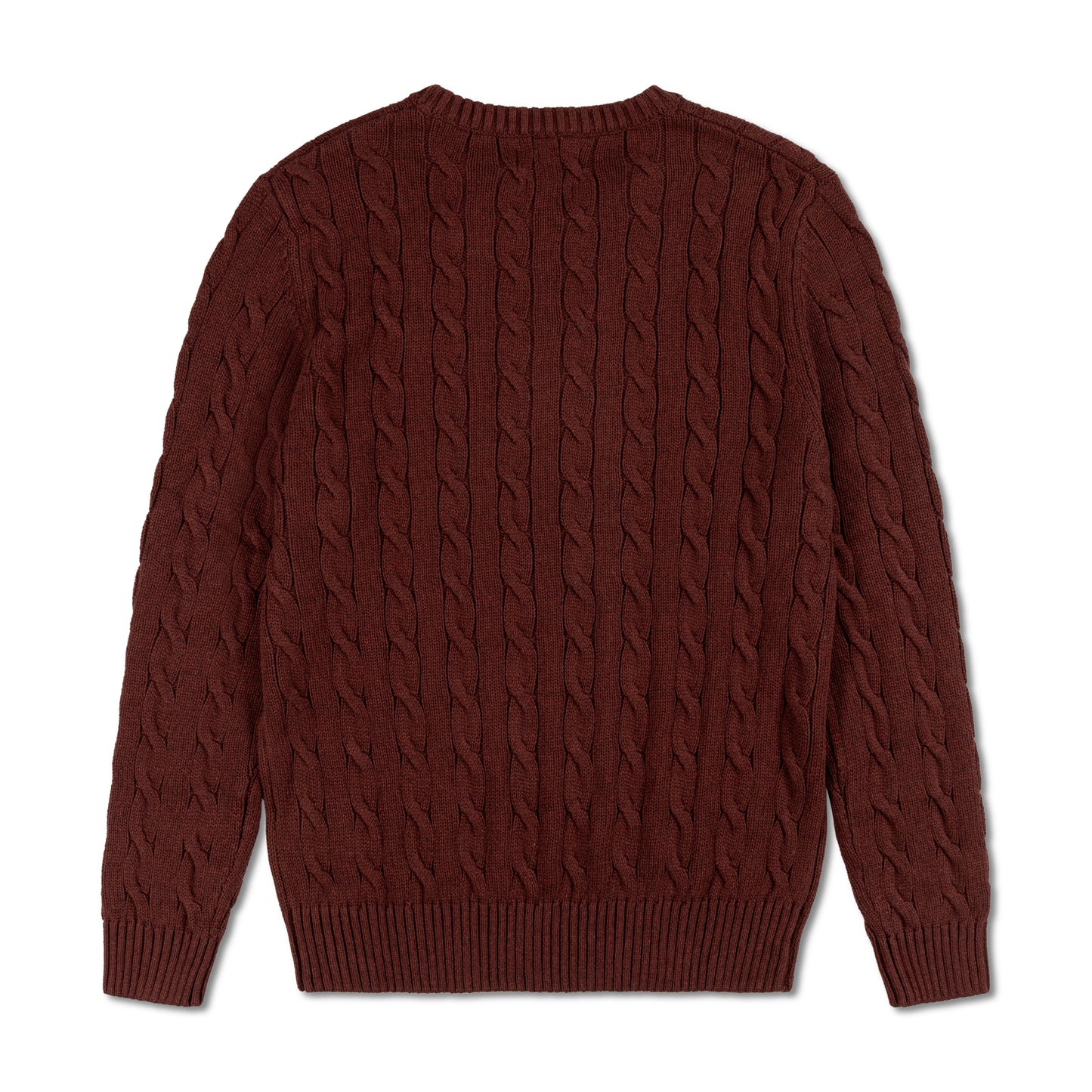 Round Neck Cable-Knit Woolen Sweater Maroon RNS-07