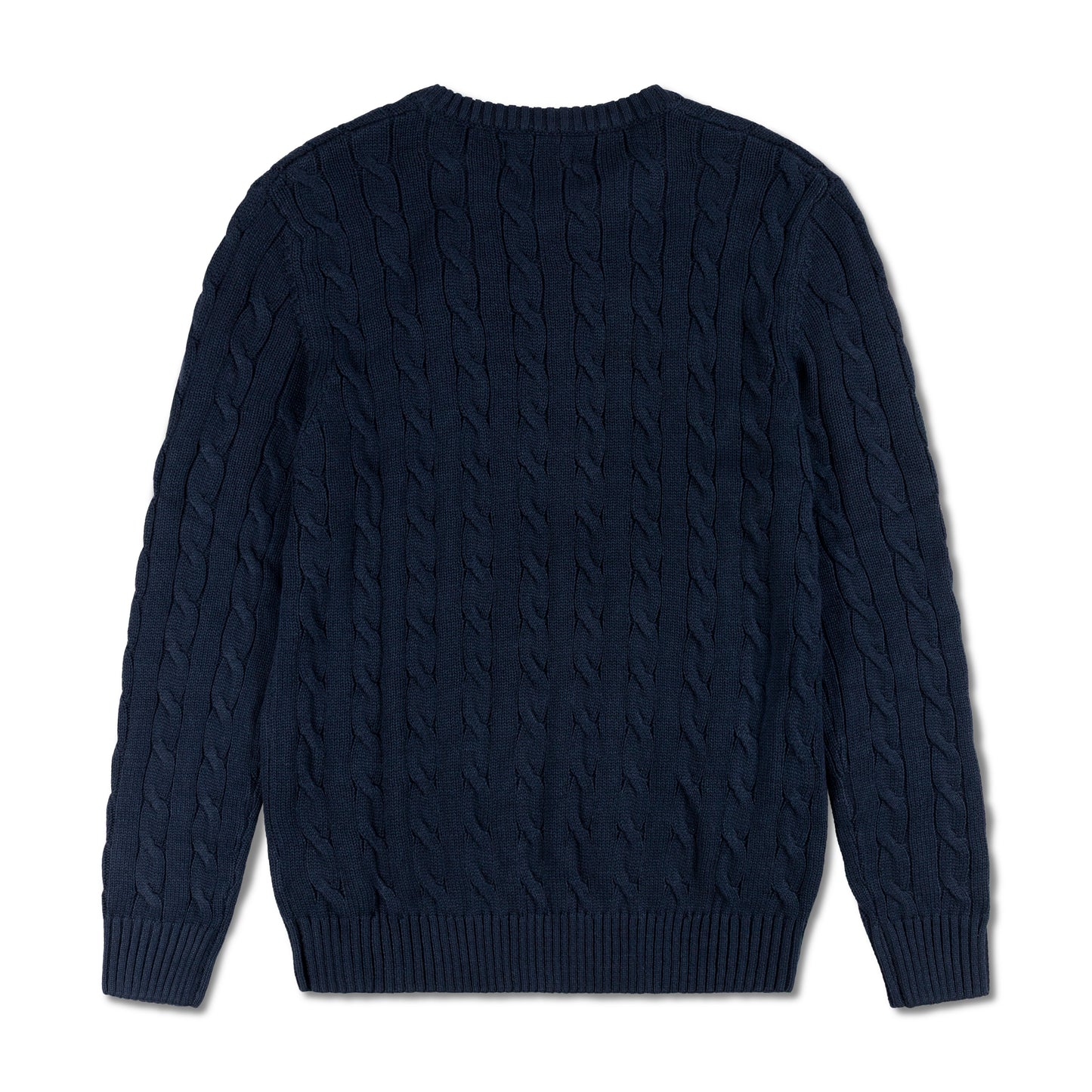 Round Neck Cable-Knit Woolen Sweater Navy Blue RNS-05