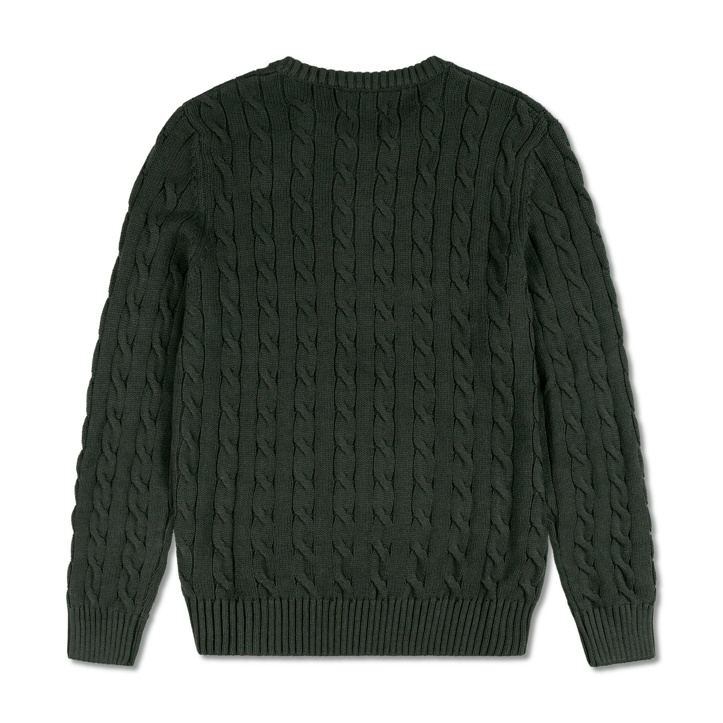 Round Neck Cable-Knit Woolen Sweater Olive RNS-06