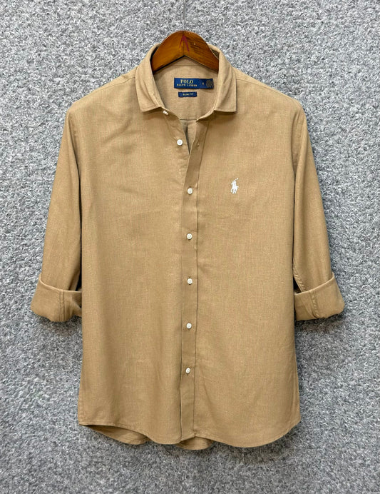 Linen Casual Shirt Camel Brown RLCS-64