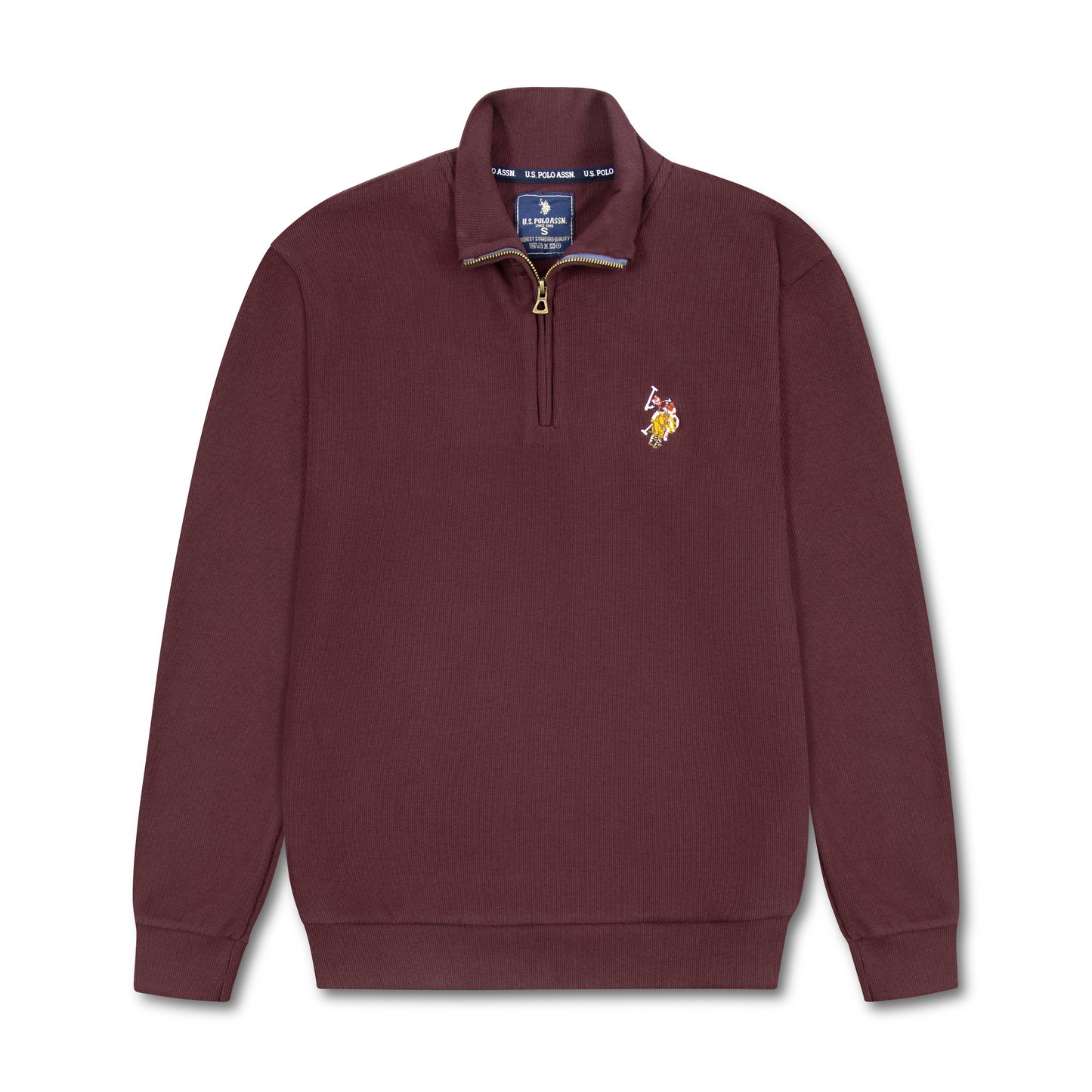 Quarter Zip Ribbed Sweatshirt Maroon RQZS-05