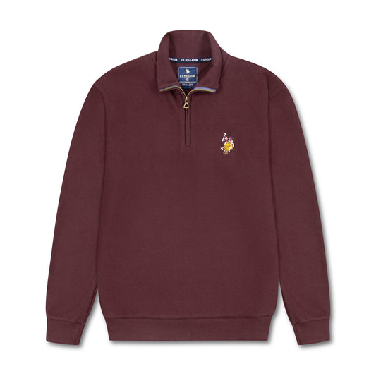 Quarter Zip Ribbed Sweatshirt Maroon RQZS-05