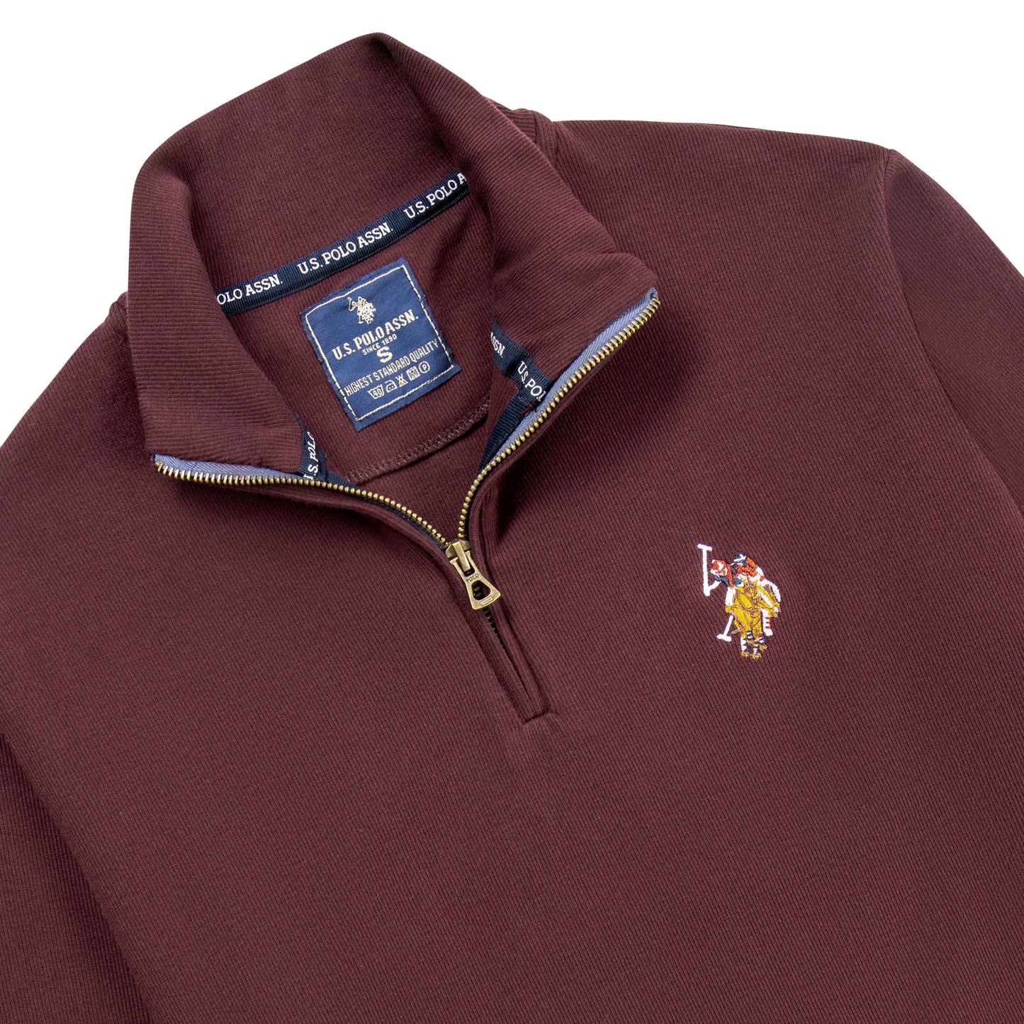 Quarter Zip Ribbed Sweatshirt Maroon RQZS-05
