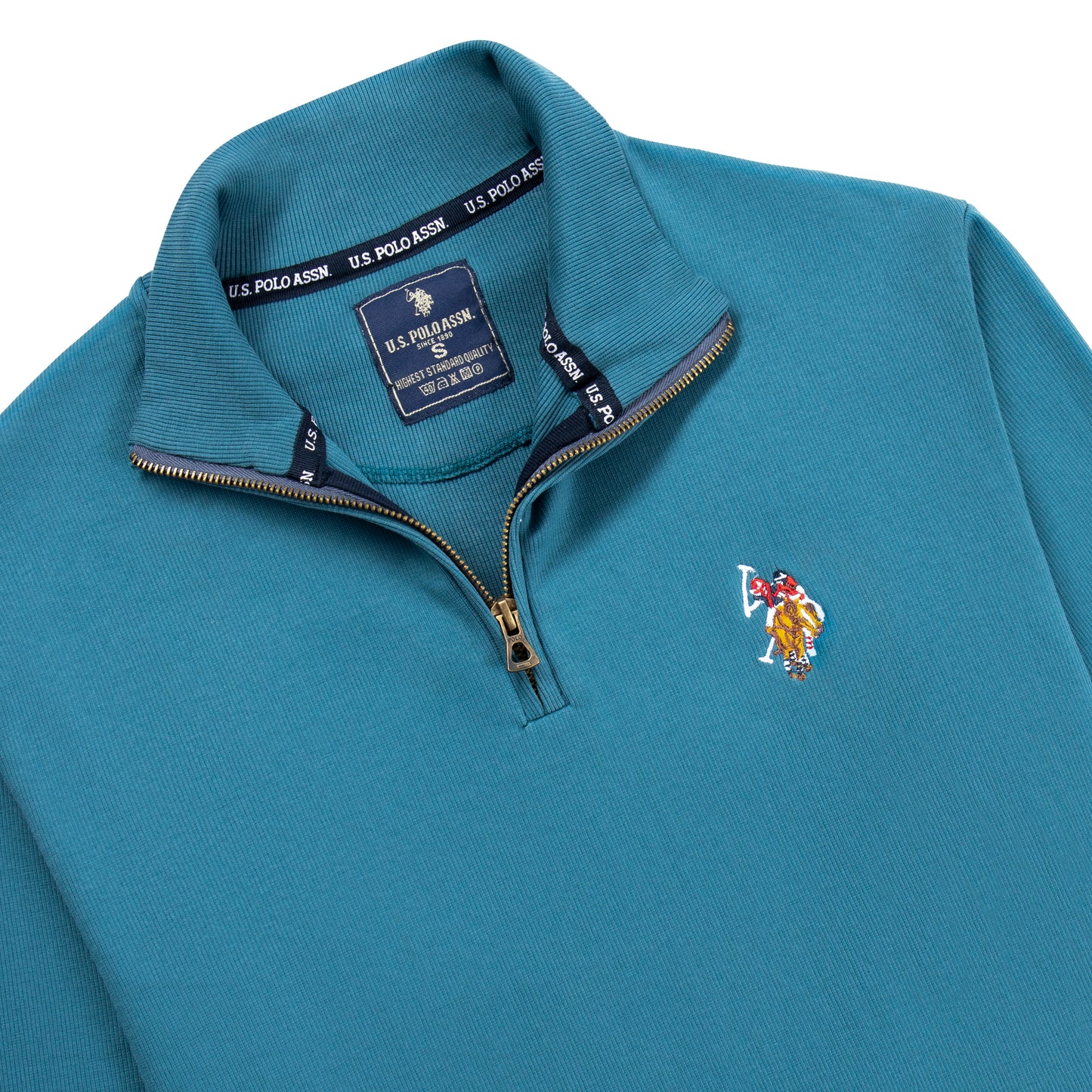 Quarter Zip Ribbed Sweatshirt Electric Blue RQZS-09
