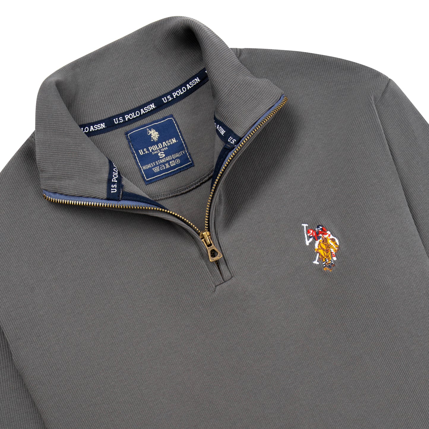 Quarter Zip Ribbed Sweatshirt Earth Gray RQZS-08