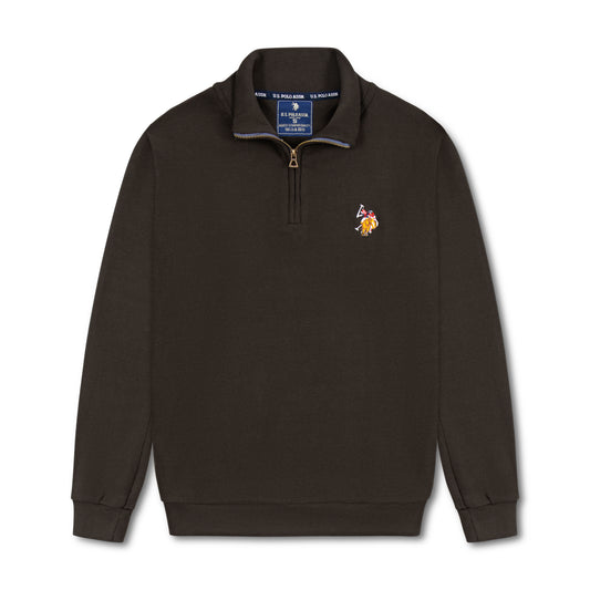 Quarter Zip Ribbed Sweatshirt Brown RQZS-03