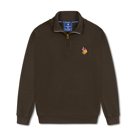 Quarter Zip Ribbed Sweatshirt Brown RQZS-03