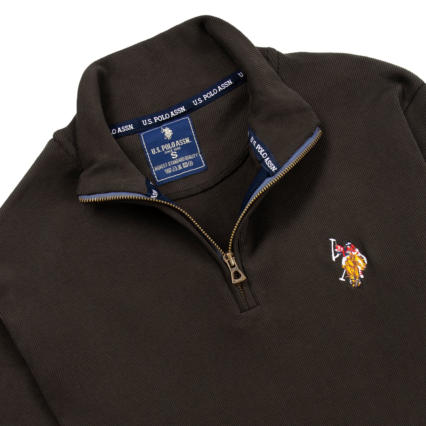 Quarter Zip Ribbed Sweatshirt Brown RQZS-03