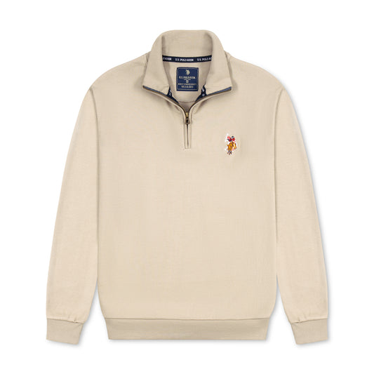 Quarter Zip Ribbed Sweatshirt Beige RQZS-02