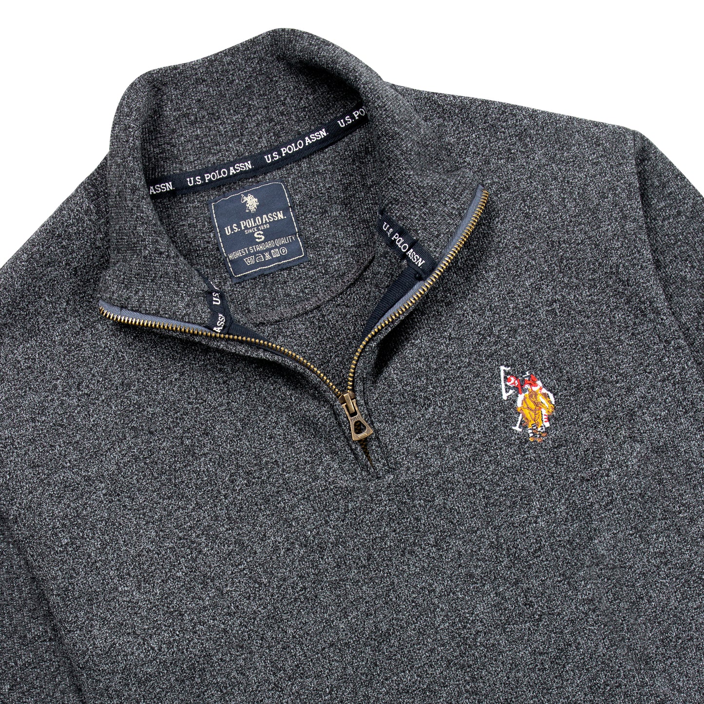 Quarter Zip Ribbed Sweatshirt Charcoal Speck RQZS-10