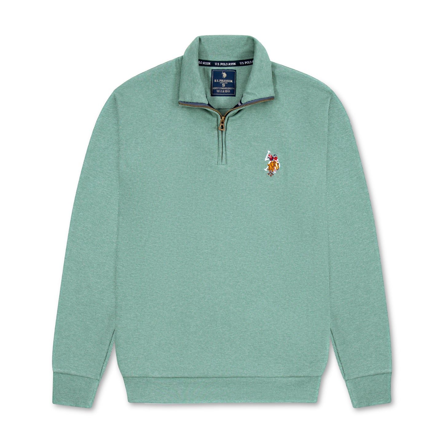 Quarter Zip Ribbed Sweatshirt Mint Green RQZS-07