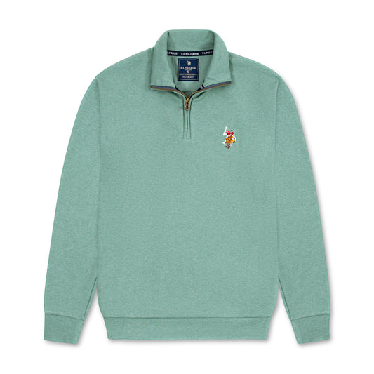 Quarter Zip Ribbed Sweatshirt Mint Green RQZS-07
