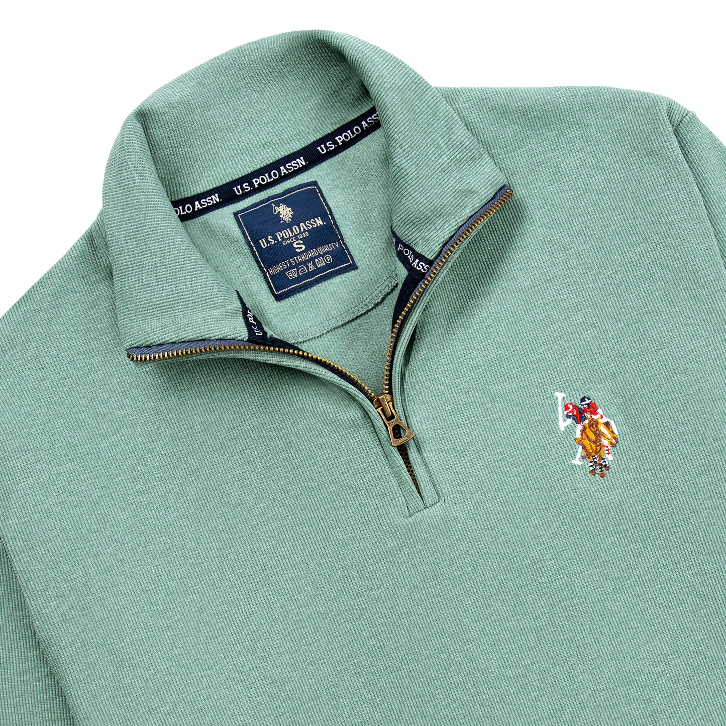 Quarter Zip Ribbed Sweatshirt Mint Green RQZS-07