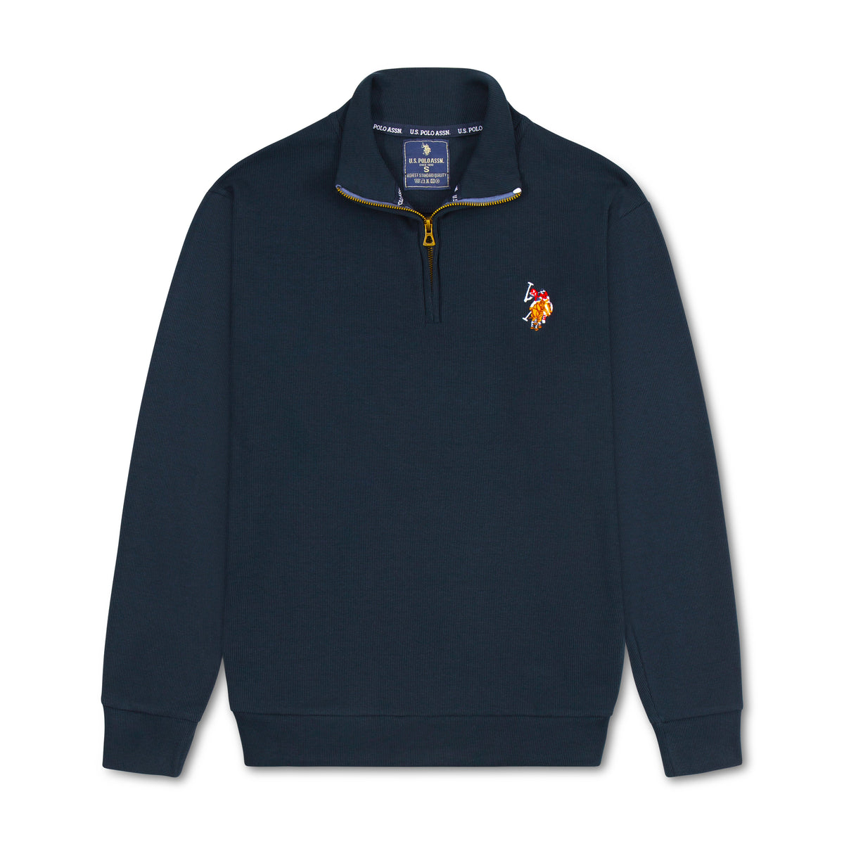 Quarter Zip Ribbed Sweatshirt Dark Navy RQZS-06