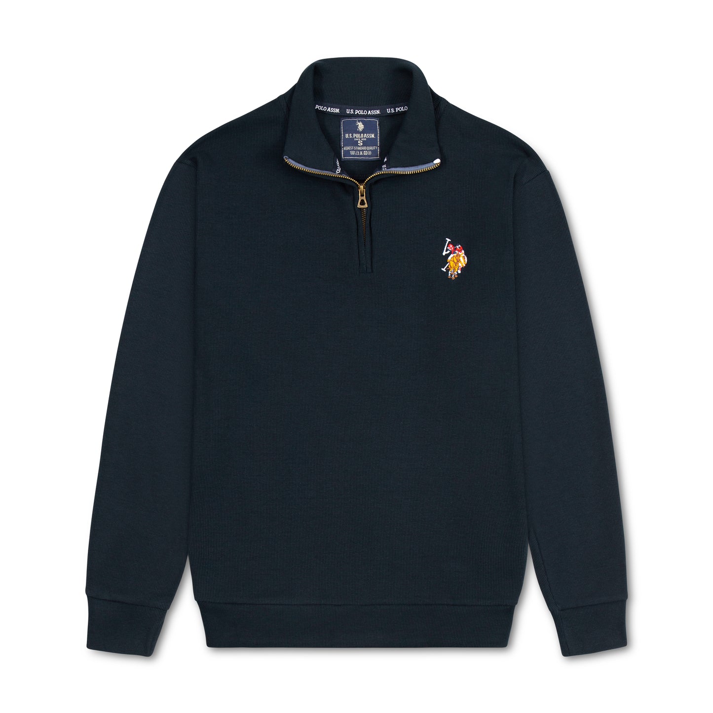 Quarter Zip Ribbed Sweatshirt Dark Navy RQZS-06