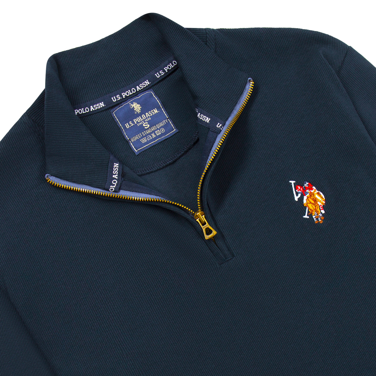 Quarter Zip Ribbed Sweatshirt Dark Navy RQZS-06