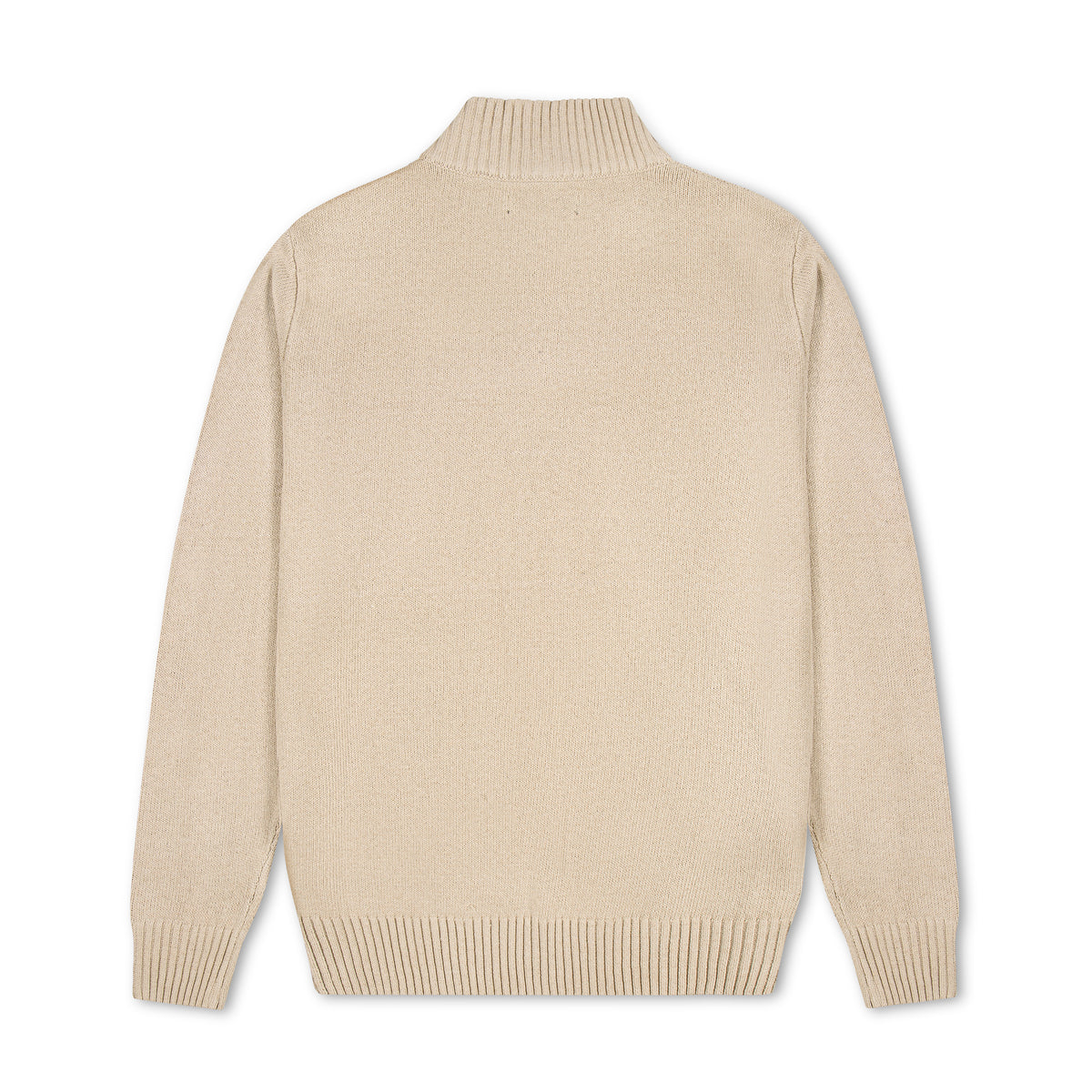 Quarter Zip Textured Knit Woolen Sweater Camel Beige QZS-24