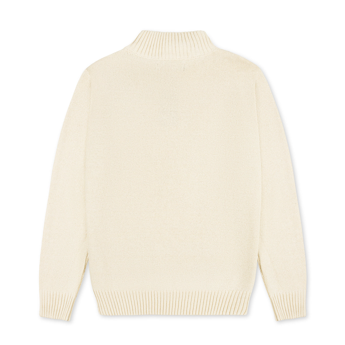 Quarter Zip Textured Knit Woolen Sweater Cream QZS-25
