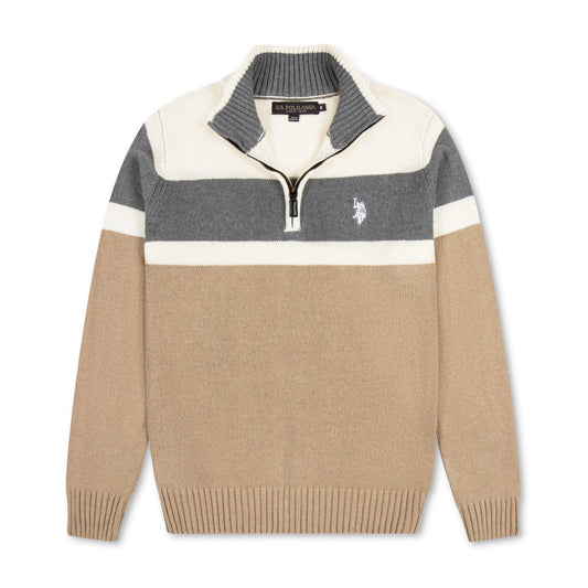 Quarter Zip Stripe Knitted Sweater QZS-32