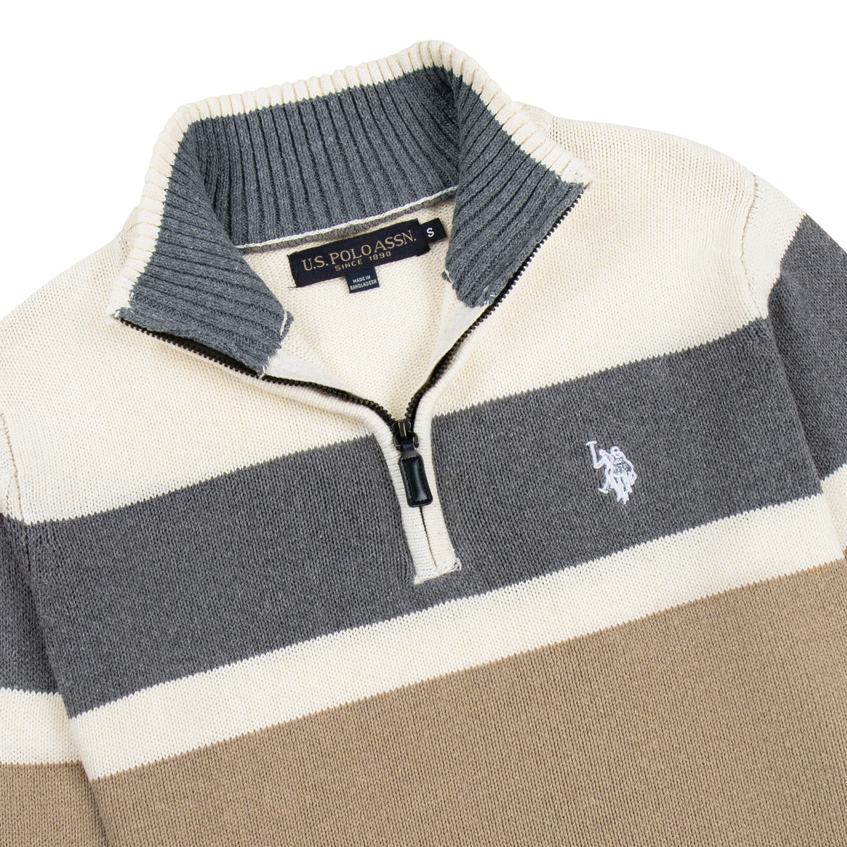 Quarter Zip Stripe Knitted Sweater QZS-32