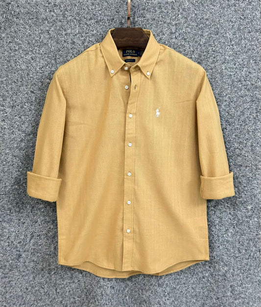 Linen Casual Shirt Mustard Yellow RLCS-68