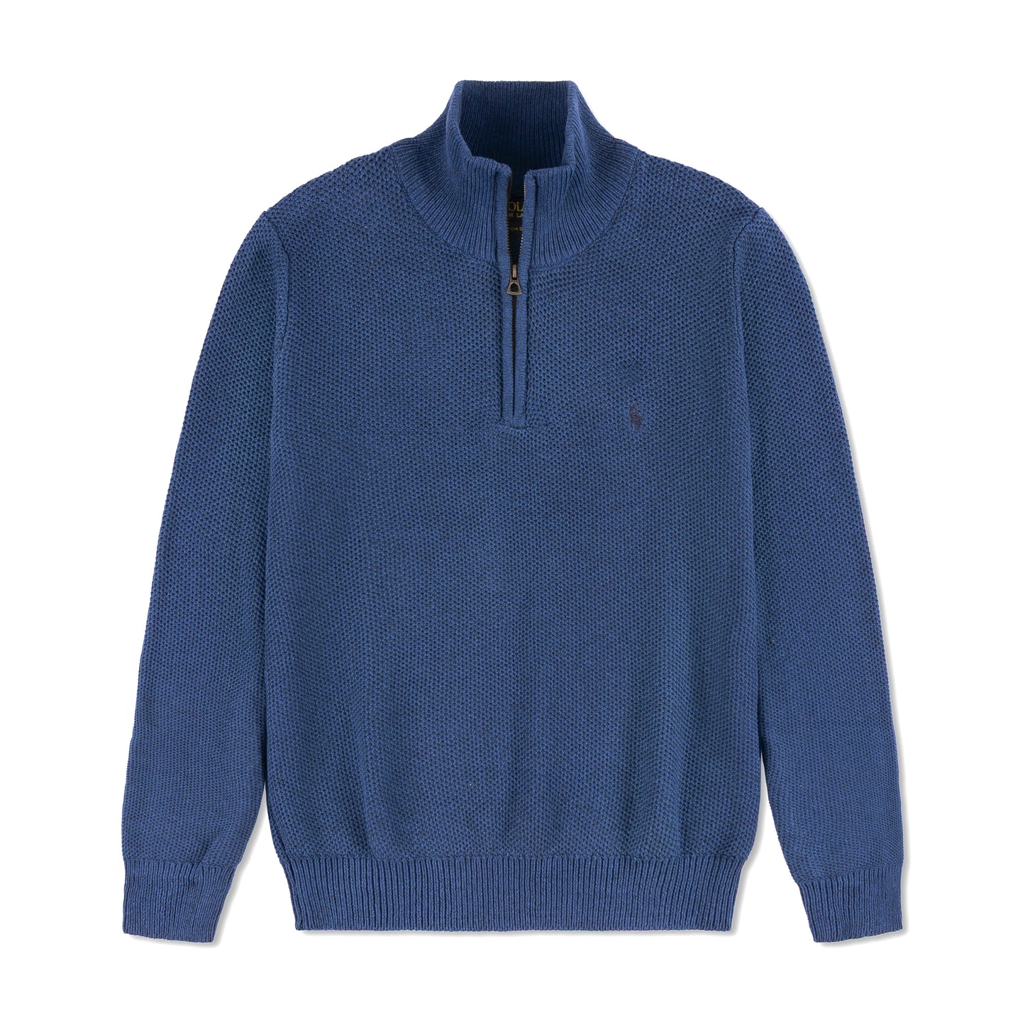 Quarter Zip Knit Woolen Cotton Sweater Teal Blue QZS-07