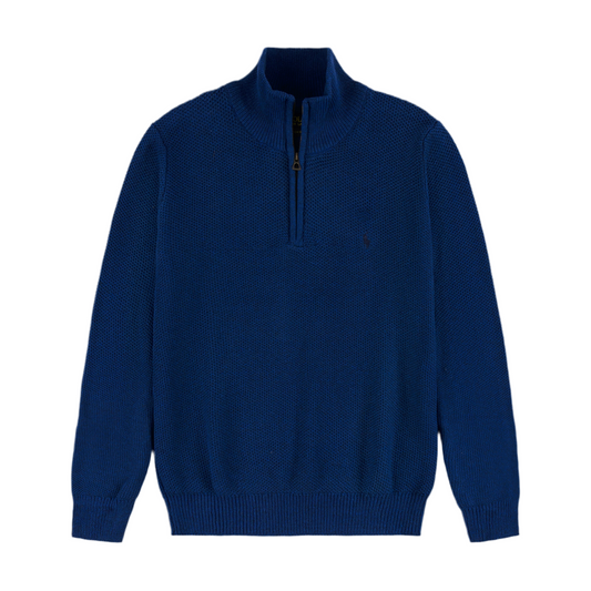 Quarter Zip Knit Woolen Cotton Sweater Royal Blue QZS-04
