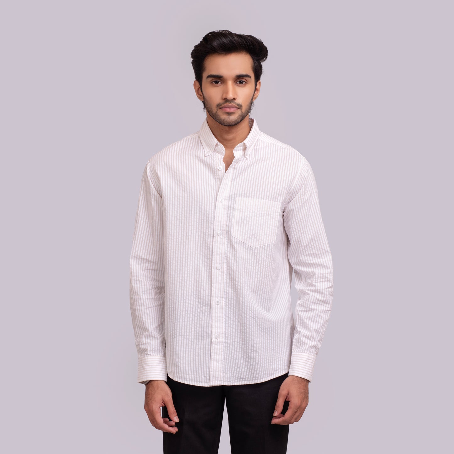Pointed Collar Full Sleeve Seersucker Shirt ACS-23