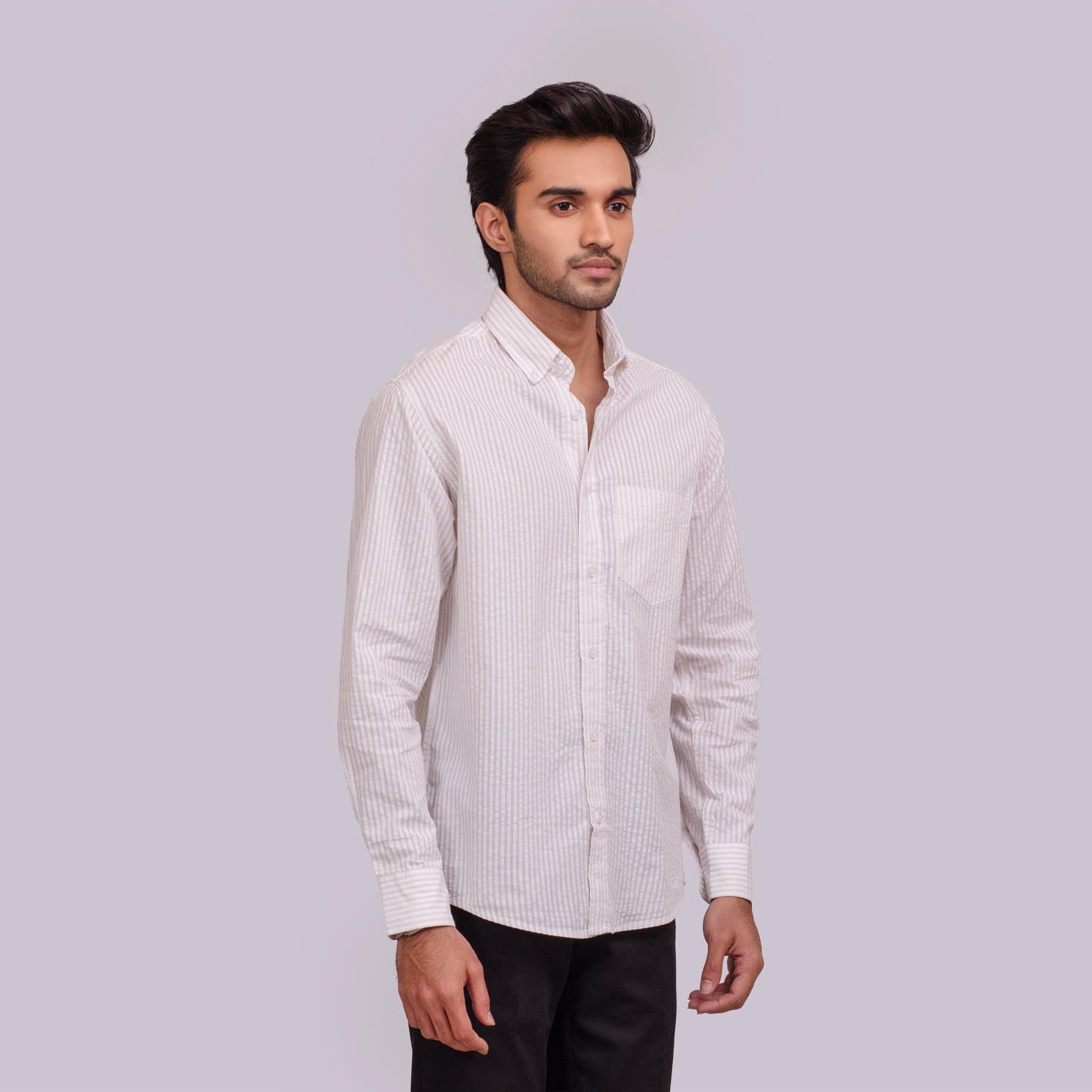Pointed Collar Full Sleeve Seersucker Shirt ACS-23