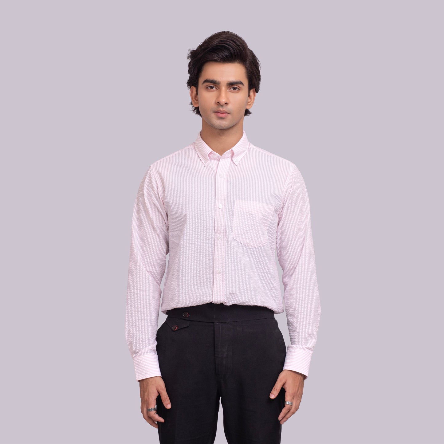 Pointed Collar Full Sleeve Seersucker Shirt ACS-26