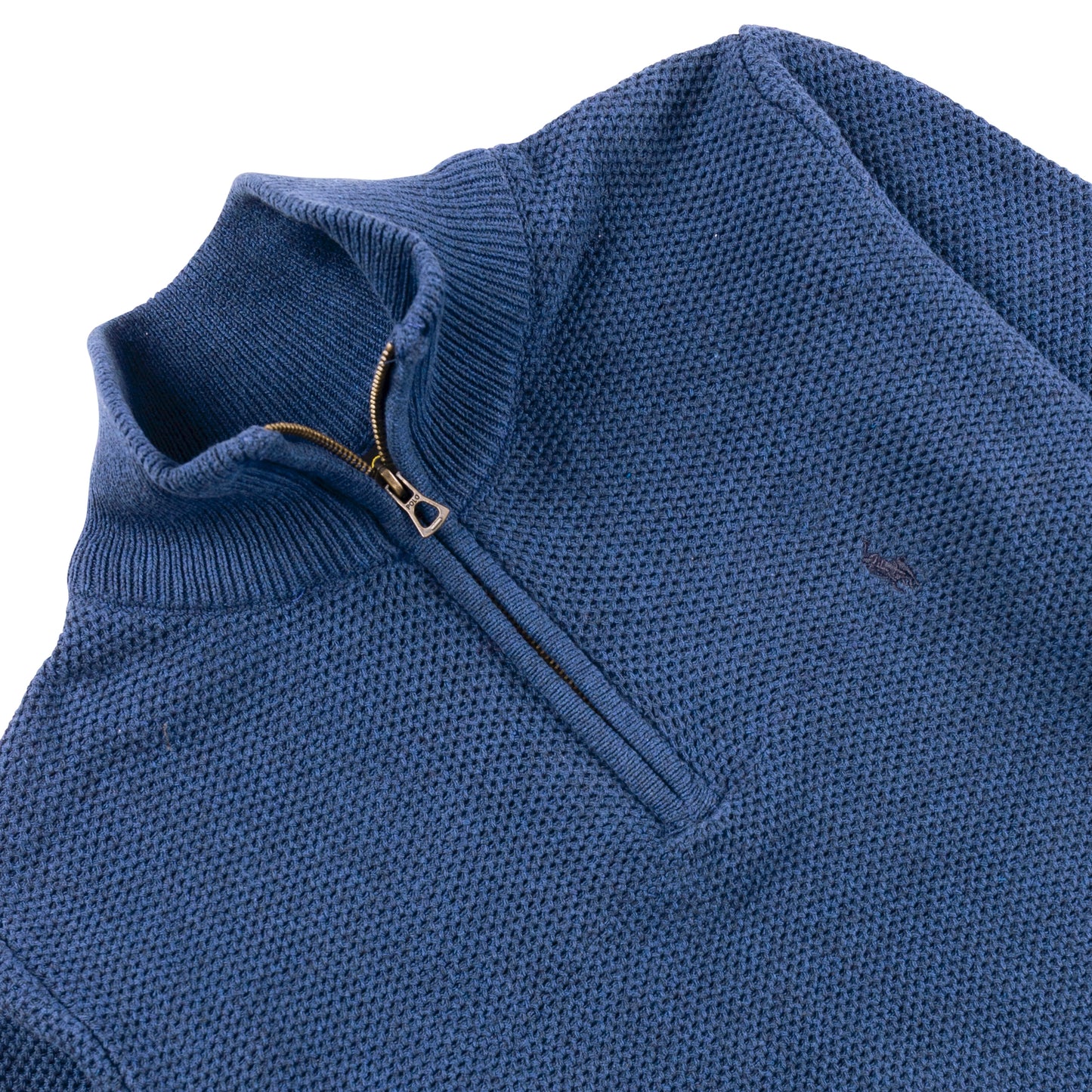 Quarter Zip Knit Woolen Cotton Sweater Teal Blue QZS-07