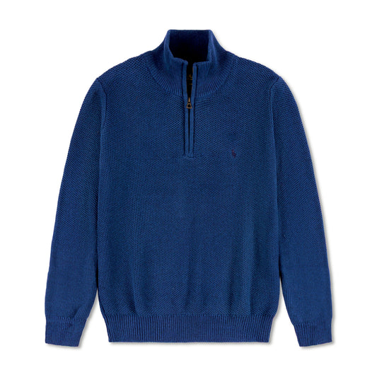 Quarter Zip Knit Woolen Cotton Sweater Royal Blue QZS-04