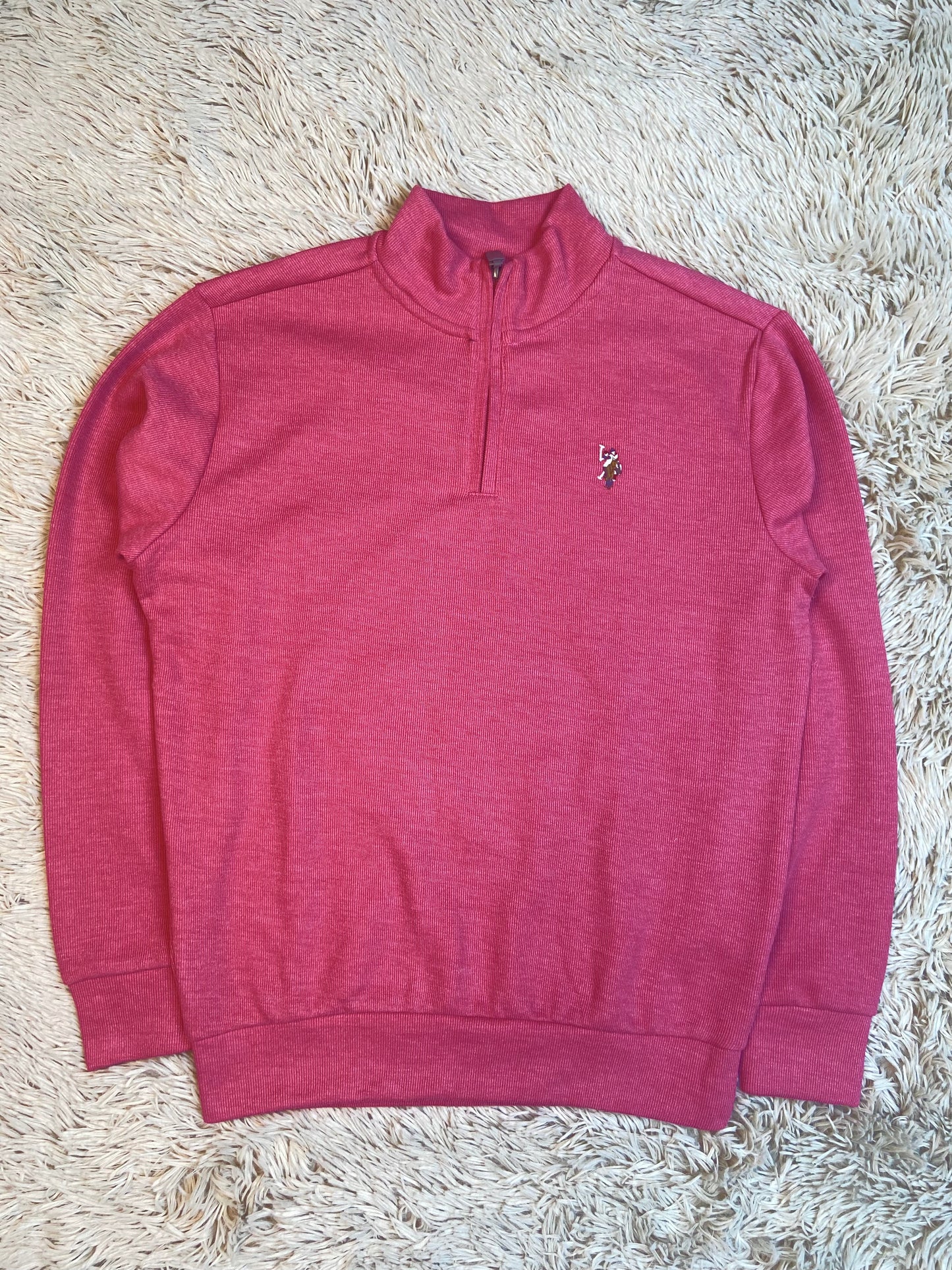 Quarter Zip Pullover Sweatshirt USP Pink