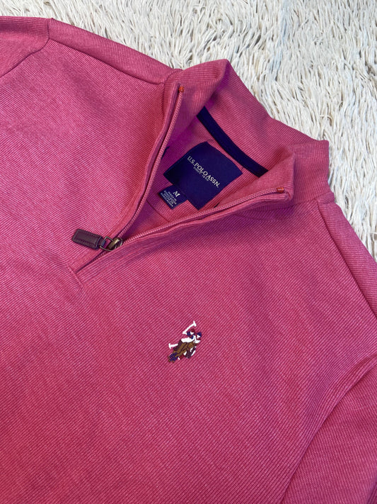 Quarter Zip Pullover Sweatshirt USP Pink