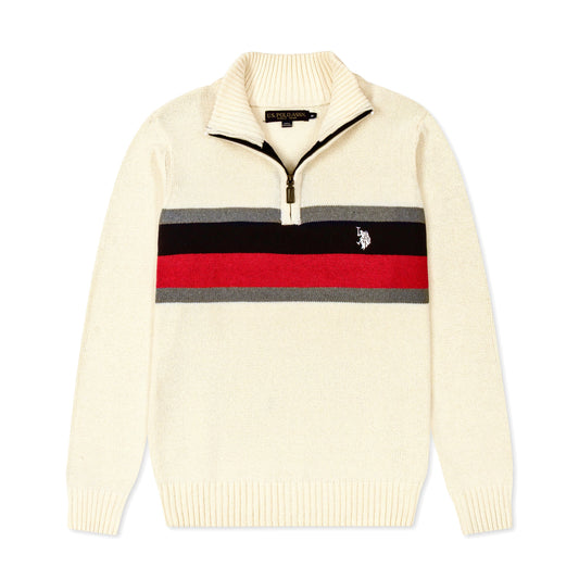 Quarter Zip Stripe Knitted Sweater QZS-33