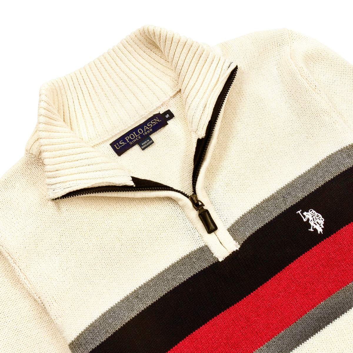 Quarter Zip Stripe Knitted Sweater QZS-33