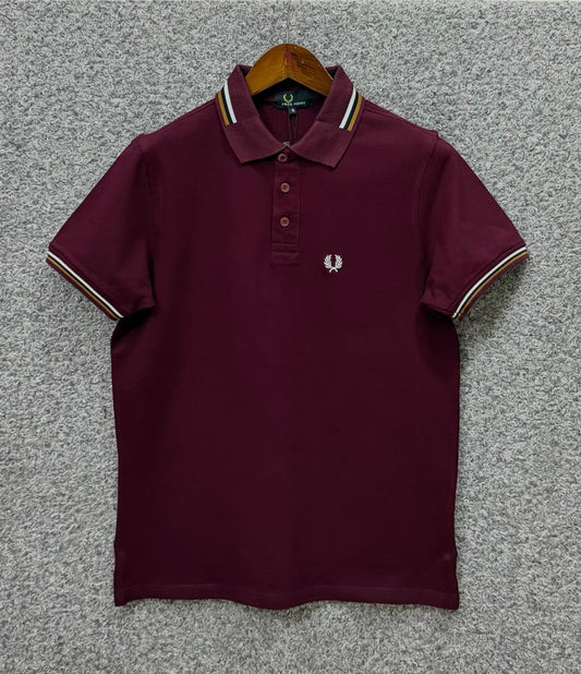 Contrast Polo T-Shirt Maroon PTS-60
