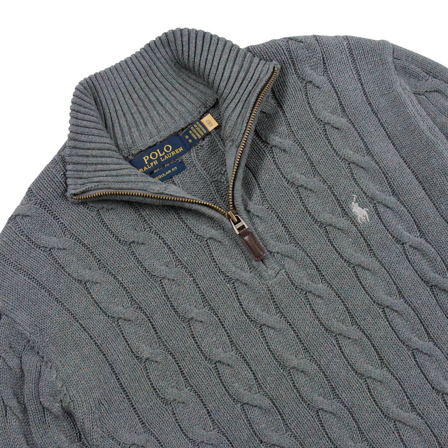 Quarter Zip Cable-Knit Woolen Sweater Dark Grey QZS-10