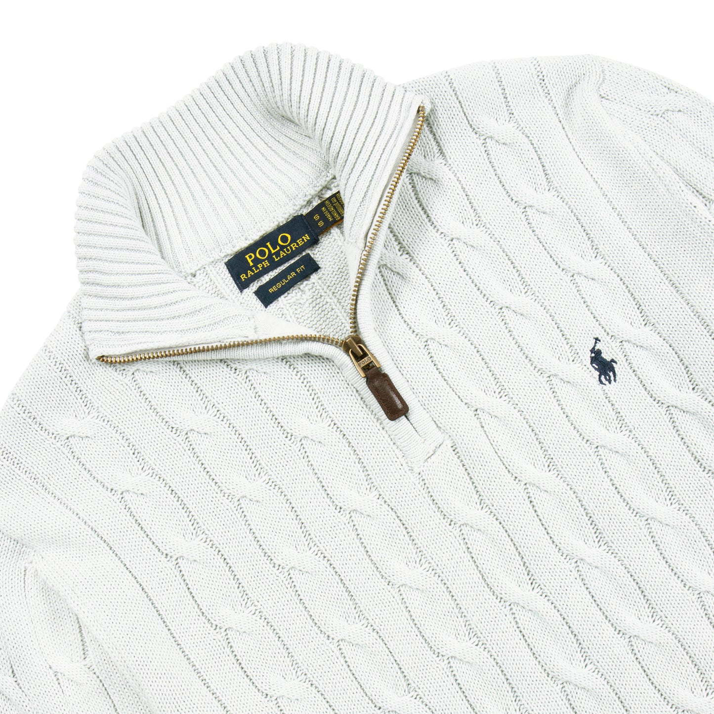 Quarter Zip Cable-Knit Woolen Sweater Light Ash QZS-09