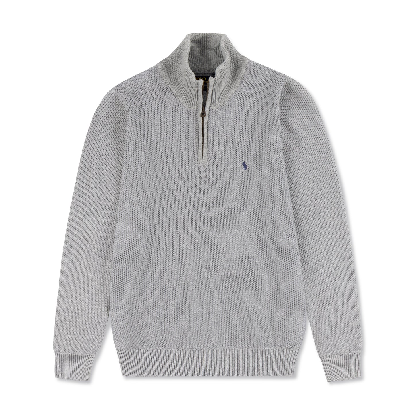 Quarter Zip Knit Woolen Cotton Sweater Ash QZS-03