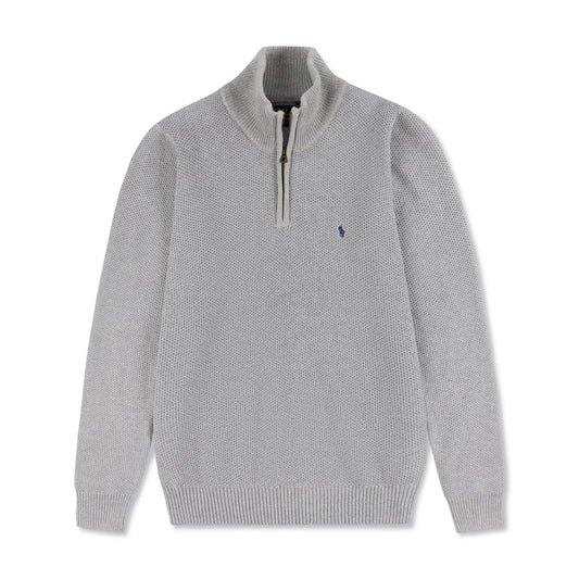 Quarter Zip Knit Woolen Cotton Sweater Ash QZS-03