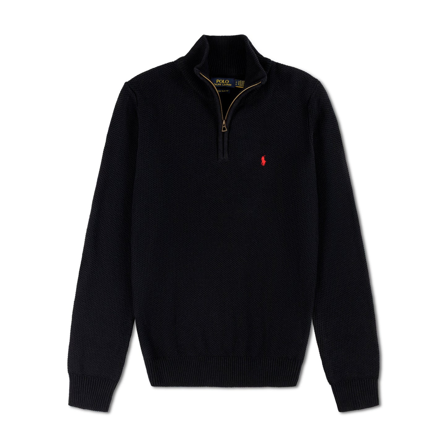 Quarter Zip Knit Woolen Cotton Sweater Black QZS-01