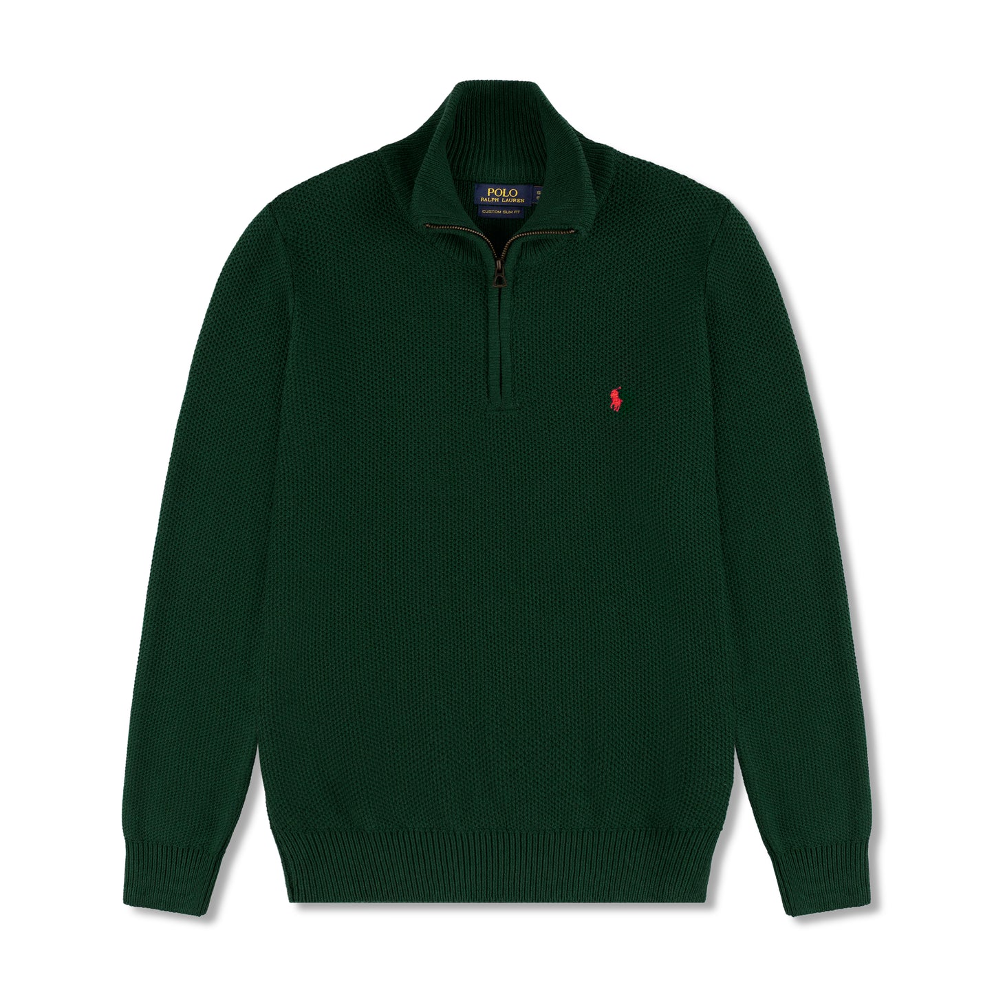 Quarter Zip Knit Woolen Cotton Sweater Bottle Green QZS-06